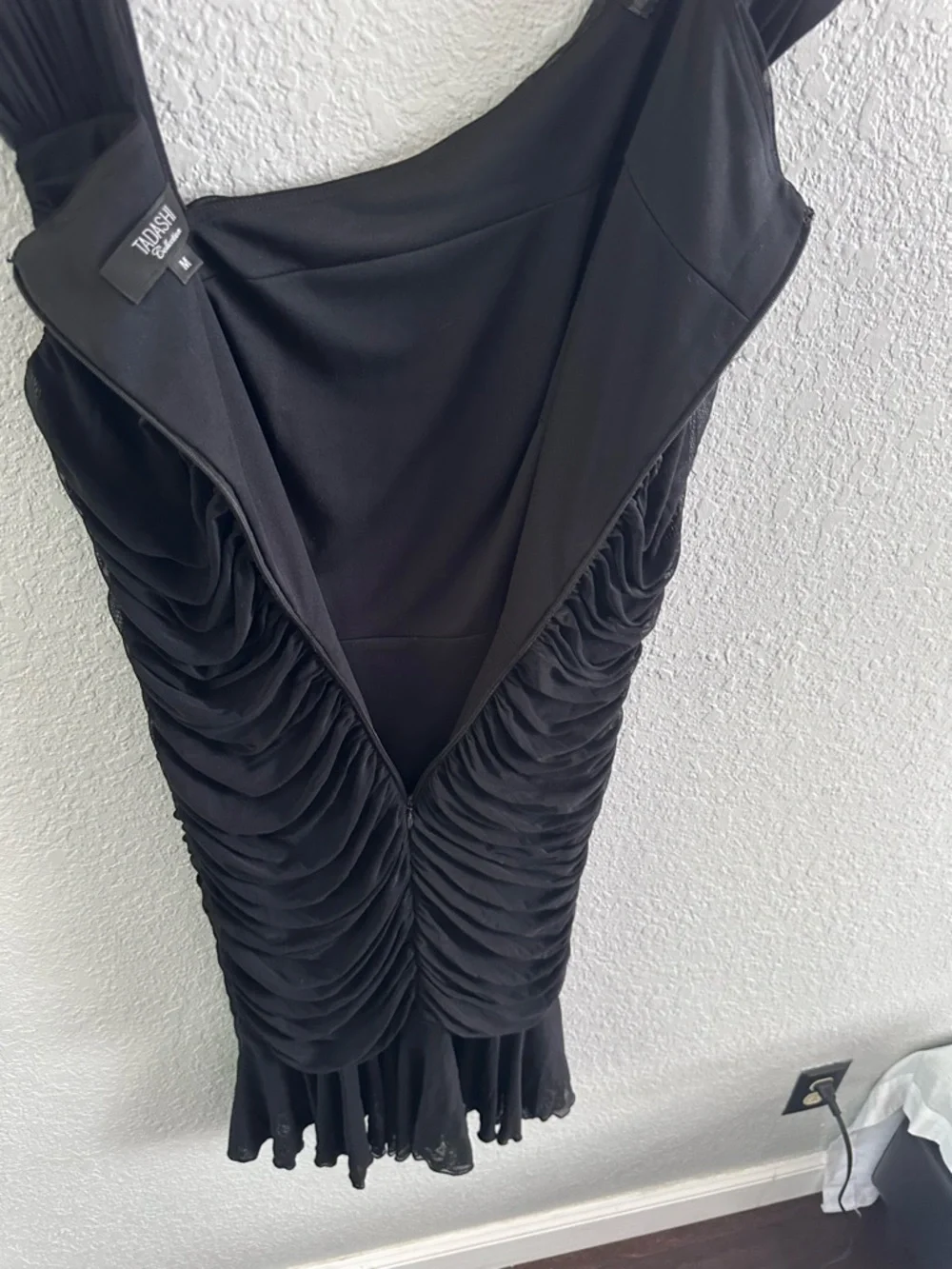 Tadashi Collection Black Ruched Cocktail Dress One Shoulder Jersey Bodycon M - Picture 12 of 14